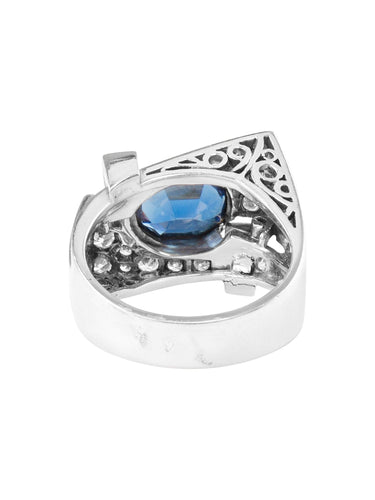 Bague 51.5 Bague or blanc, saphir et diamants 58 Facettes ES958/2