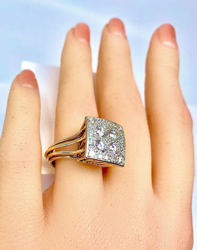 Bague 51 Bague 2 Ors pavée de Diamants 58 Facettes AB225