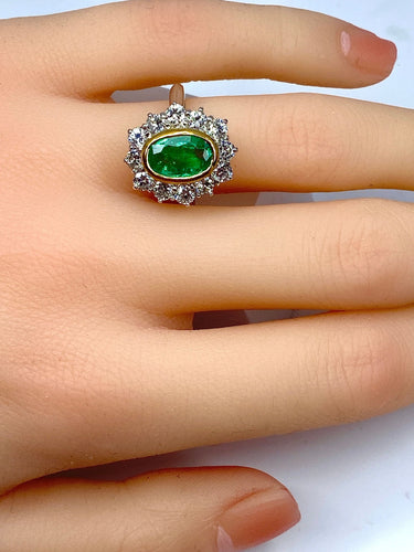 Bague 51 Bague marguerite Emeraude Diamants 58 Facettes AB203