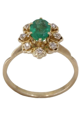 Bague 53 BAGUE MARGUERITE ÉMERAUDE ET DIAMANTS 58 Facettes 078191