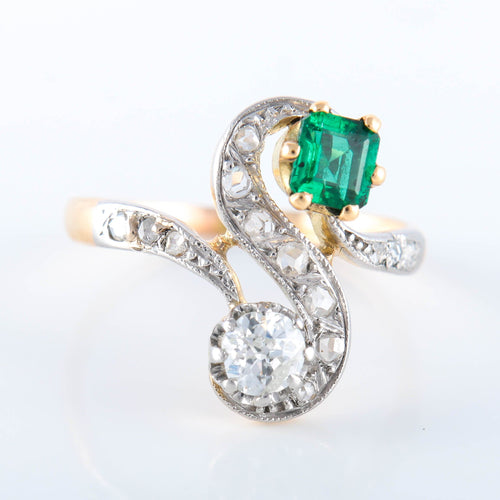 Bague Bague Toi & Moi émeraude diamant 58 Facettes 2845