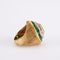 Bague Bague chevalière en or jaune, platine godronnée, émeraude 58 Facettes