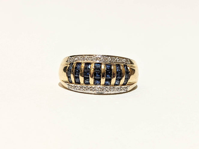 Bague Bague bandeau en or, saphirs et diamants 58 Facettes