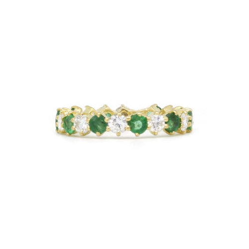 Bague 53 Alliance américaine diamants & émeraudes 58 Facettes 220193R