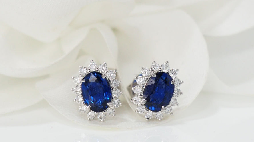 Boucles d'oreilles Boucles d'oreilles Saphirs Ceylan et Diamants 58 Facettes 32243