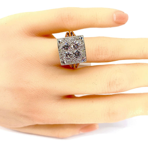 Bague 51 Bague 2 Ors pavée de Diamants 58 Facettes AB225