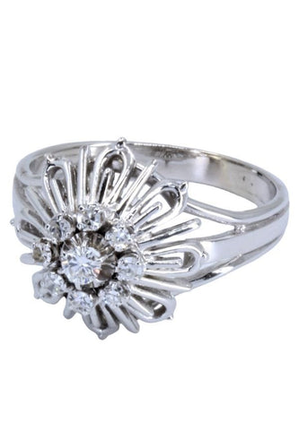 Bague 57 BAGUE FLEUR DIAMANTS ANNÉES 50' 58 Facettes 057851