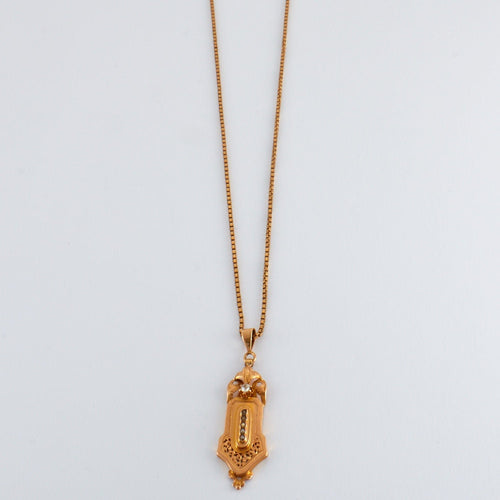 Collier Pendentif et chaîne or rose Diamant Perles 58 Facettes P7L12