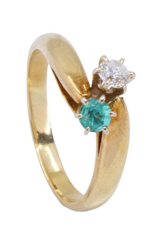 Bague 56 TOI ET MOI ÉMERAUDE ET DIAMANT 58 Facettes 066861