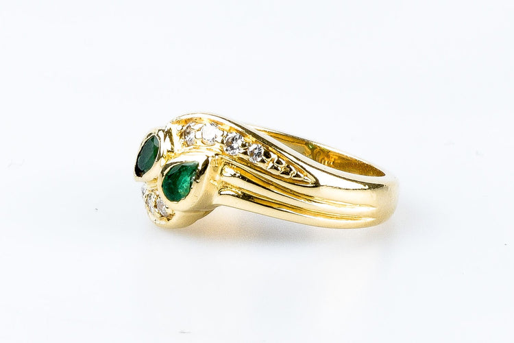 Bague 52 Bague diamants émeraudes en or massif 58 Facettes