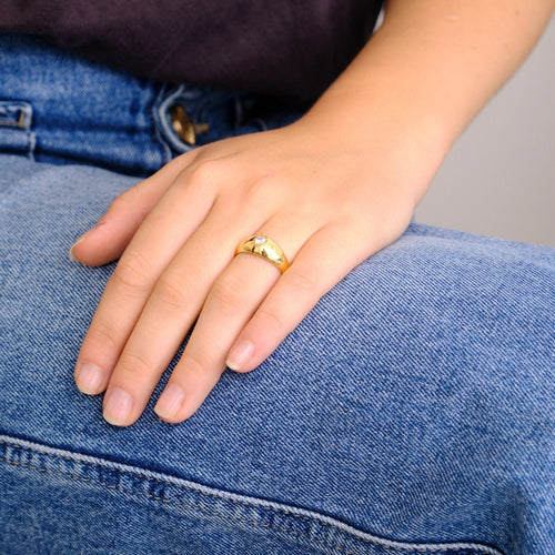 Bague 56 Bague jonc anglais or jaune diamant 58 Facettes