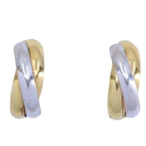 Boucles d'oreilles CRÉOLES OR JAUNE & BLANC 58 Facettes 066611