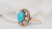 Bague Bague ancienne or rose turquoise et diamants taille rose 58 Facettes 30706