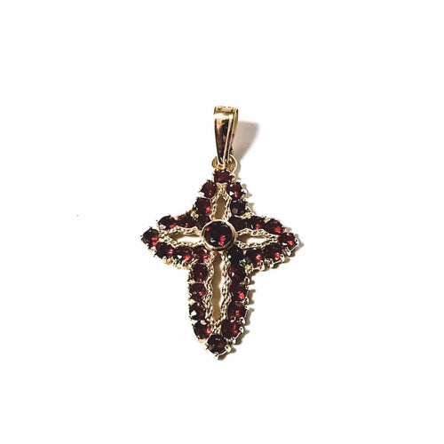 Pendentif CROIX OR JAUNE GRENATS 58 Facettes 3672