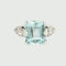 Bague 54 Bague design ART DÉCO des années 1920-30 en or 18 kt avec diamants et aigue-marine 58 Facettes A2491 (602)