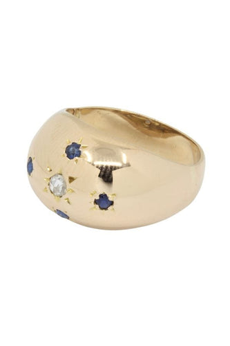 Bague BAGUE BOULE ANCIENNE SAPHIRS ET DIAMANT 58 Facettes 039451