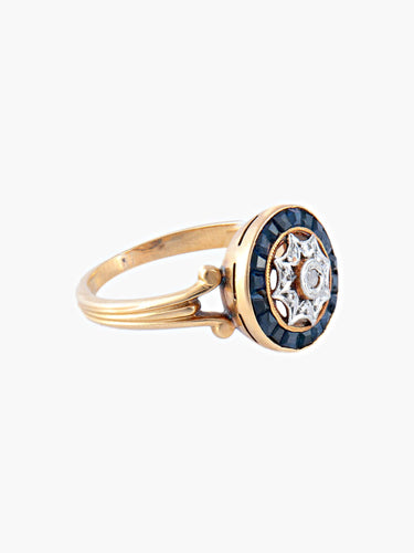 Bague Bague Ancienne 2 Ors Saphirs Diamant 58 Facettes