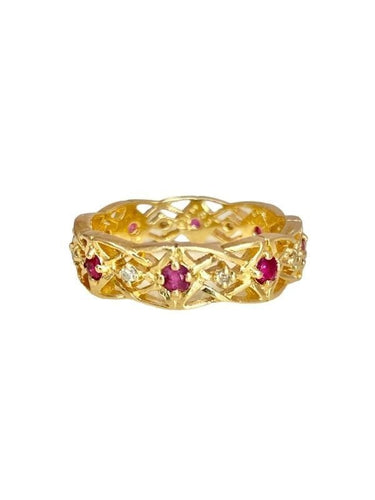 Bague 59 GIVENCHY - Anneau d'Eternité Or Rubis Diamants. 58 Facettes