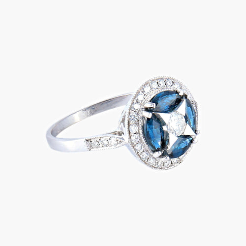 Bague 55 Bague style Art Déco Saphirs Diamants 58 Facettes