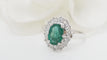 Bague 53 Bague marguerite Or blanc Emeraude Diamants 58 Facettes 32514