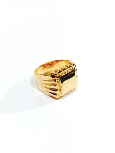 Bague 50.5 Chevalière Or Rose 58 Facettes