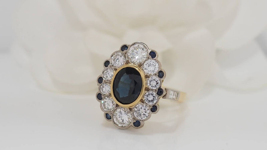 Bague 58 Bague pompadour, saphir et diamants 58 Facettes 32048