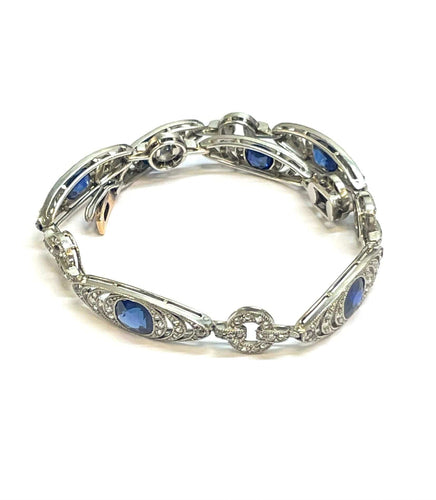Bracelet Bracelet ancien Belle Époque en platine diamants et saphirs 58 Facettes