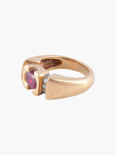 Bague Bague Jonc Or Jaune Rubis Diamants 58 Facettes