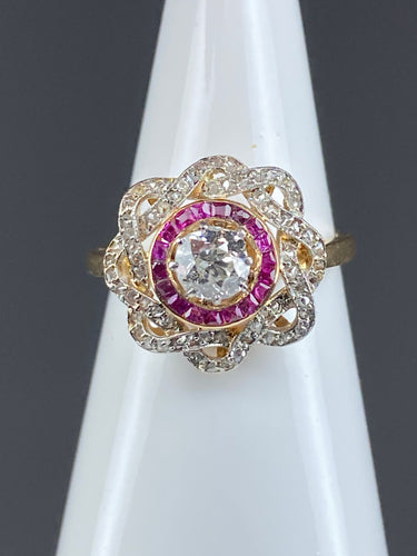 Bague Bague diamants et rubis 58 Facettes