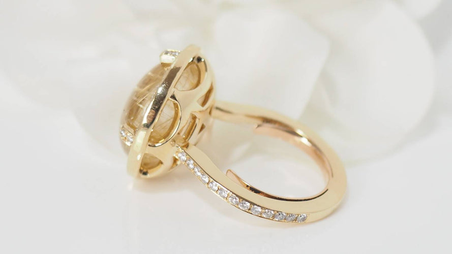 Bague 52 Bague Chaumet en or jaune, quartz rutile et diamants 58 Facettes 31955