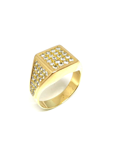 Bague Bague homme en or jaune et pavage de diamants 58 Facettes
