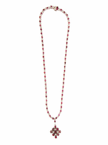 Collier Collier en or blanc, diamants et rubis 58 Facettes