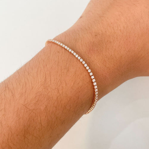 Bracelet Bracelet Tennis Or rose Diamants 58 Facettes