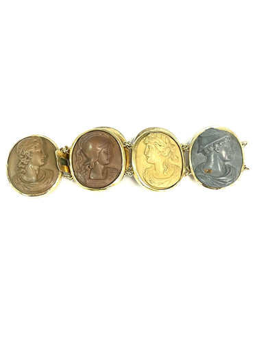 Bracelet Bracelet ancien vers 1800, camées pierre de lave et or jaune 58 Facettes