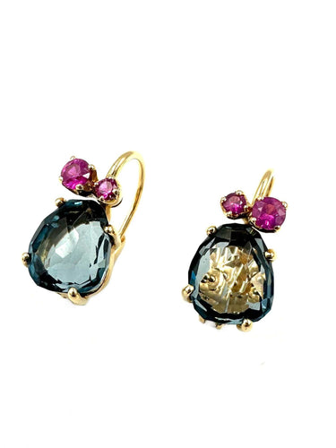Boucles d'oreilles POMELLATO - Boucles d’oreilles Bahia Or Topazes Saphirs 58 Facettes