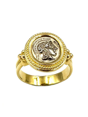 Bague Bague or jaune et pièce antique grecque 58 Facettes