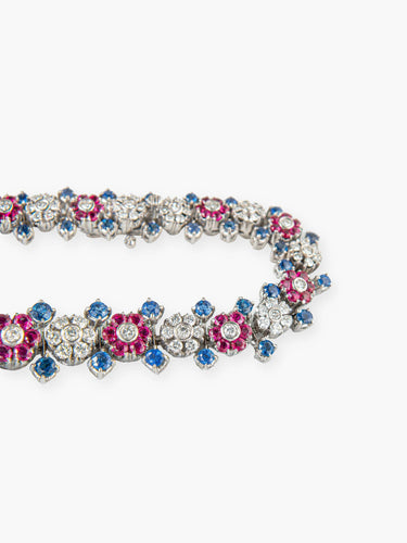Bracelet Bracelet Fleurs diamants, Saphirs et Rubis 58 Facettes
