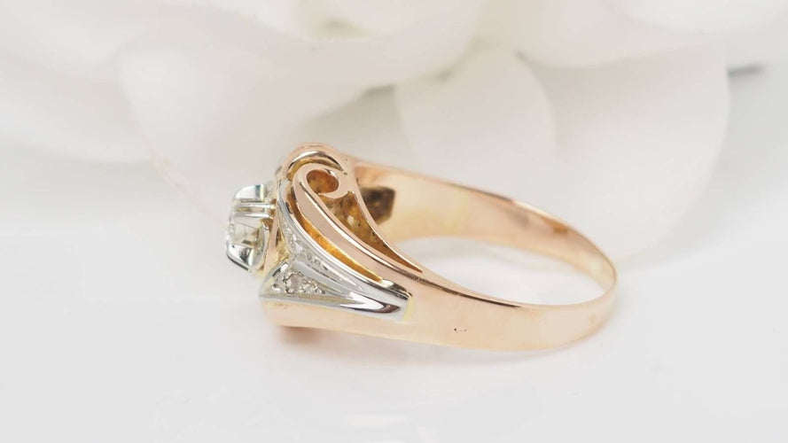 Bague 59 Bague ancienne en or bicolore et diamant 58 Facettes 32523