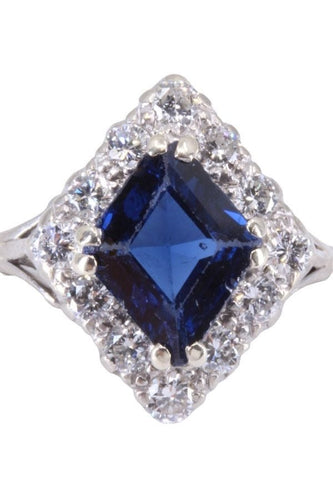 Bague BAGUE SAPHIR ET DIAMANTS ANNÉES 50' 58 Facettes 072031
