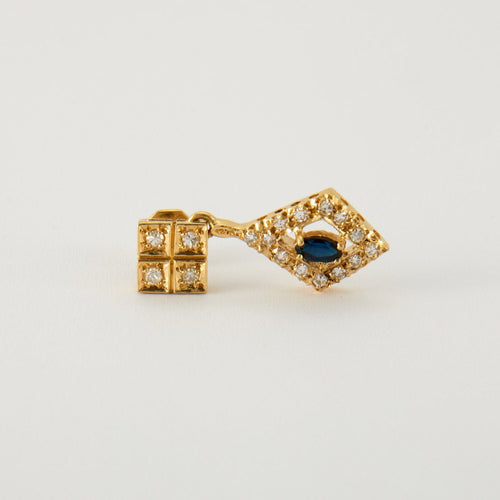 Boucles d'oreilles Pendantes en Or jaune, diamants & saphirs 58 Facettes P12L14