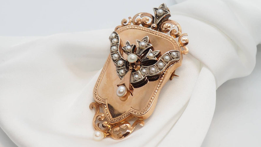 Broche Broche pendentif Napoléon III or rose perles 58 Facettes 28930