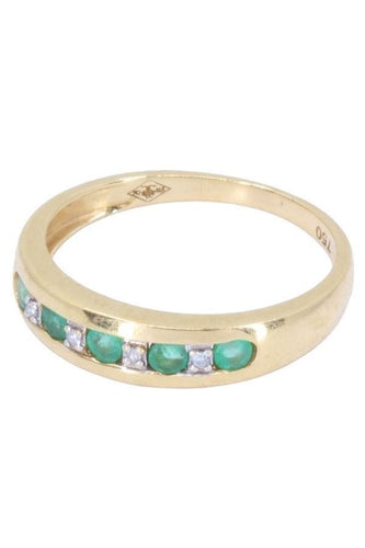 Bague DEMI-ALLIANCE ÉMERAUDES ET DIAMANTS 58 Facettes 066161
