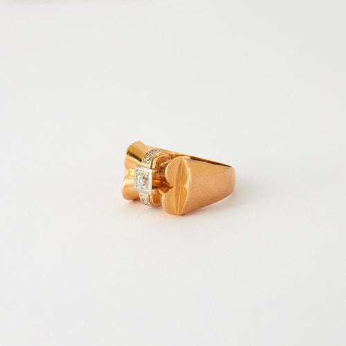 Bague 56 Bague noeud TANK or jaune et diamants 58 Facettes