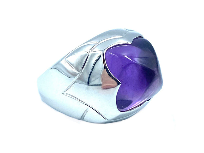 Bague BVLGARI. Bague "Pyramide" en or blanc et améthyste 58 Facettes