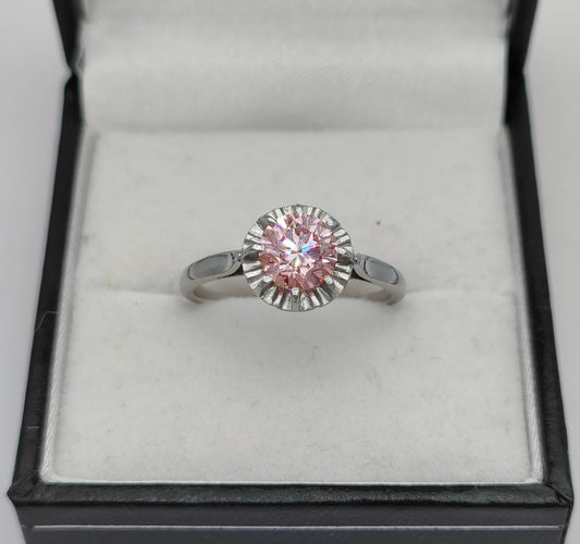 Bague Bague solitaire Platine et Diamant de synthèse rose 58 Facettes
