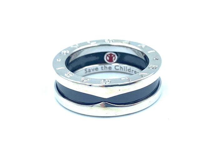 Bague 51 BVLGARI. Collection BZERO1 Save the Chidren, alliance argent et céramique 58 Facettes