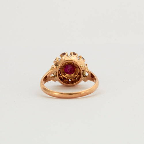 Bague 50 Bague fleur rubis or rose 58 Facettes