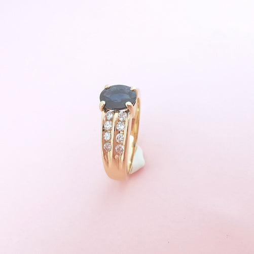 Bague 52 Bague Saphir Diamants 0,48 carat 58 Facettes AA 1614