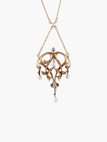 Collier Collier Art Nouveau Perles et Diamants 58 Facettes