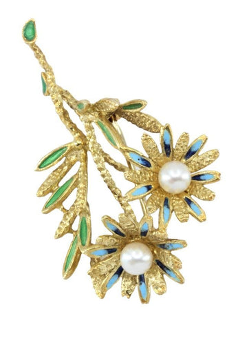 Broche BROCHE FLORALE ÉMAIL ET PERLES 58 Facettes 048711